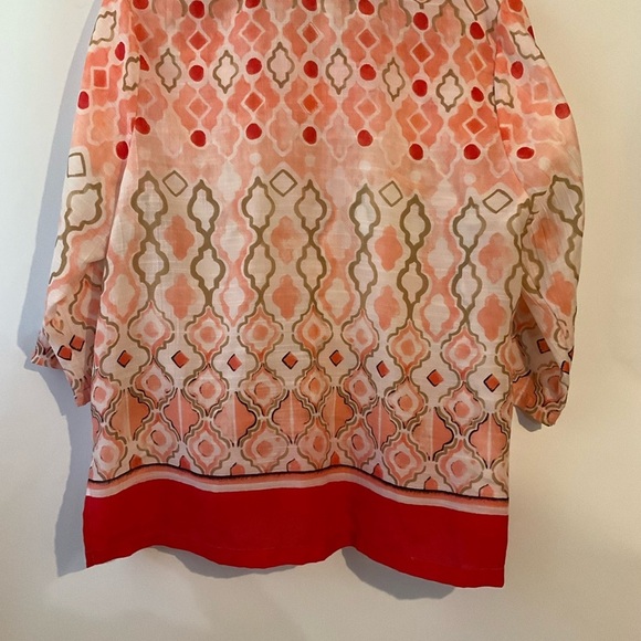 Rafaella Top - Blouse - Tunic LP Polyester Tangerine, Peach, Beige 3/4 Sleeves - Picture 3 of 10